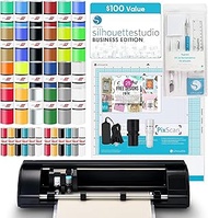 Silhouette Cameo 4 Black Bundle with Vinyl Starter Kit, Heat Transfer Starter Kit, 2 Autoblade-2, Cr