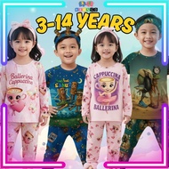 Girls Long Sleeve Pyjamas Kids Jersey Set Children T-shirt Girl Sleepwear Tidur Kids Tidur Kanak Baj