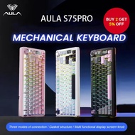 AULA S75Pro Tri-Mode Keyboard Bluetooth Mechanical Wireless Keyboard and Gasket Structure Full-Key H