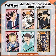 6PCS haikyuu acrylic thick card rare flash kad Hinata Shoyo anime merch collection birthday gift