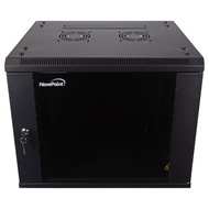 9U Server Cabinet Wall Mount Rack Enclosure Includes 2 Fans, Locking Glass Door, Removable Side Pane