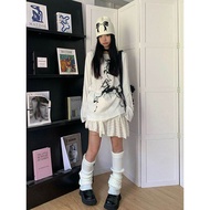 Áo Thun Nữ Dài Tay Rộng Rãi in Họa Tiết Y2K Millennium Spicy Girl Abi Cultural Design Spring Street