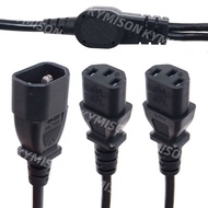 IEC 320 C14 Male to 2 x C13 Female Y Splitter Power Extension Cable C14-C13 IEC Cord 1m/100cm