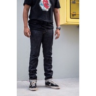 PINION COPPER PHOENIX DENIM JEANS SELVEGE, RAW DENIM RED WING SHOES JAPANESE FABRIC KAIN JAPAN