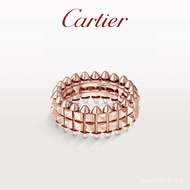 fashion [คลังสินค้าพร้อม] Cartier Cartier Clash Series Rose Gold Gold Double Ring Style Rivet Ring Z