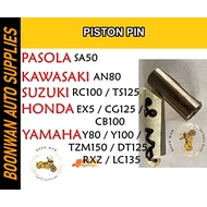PISTON PIN PASOLA SA50, KAWASAKI AN80, SUZUKI RC100/TS125, HONDA EX5/CG125/CB100, YAMAHA Y80/Y100/TZM150/DT125/RXZ/LC135