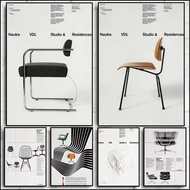 Vintage Bauhaus Chairs Poster Iconic Mid-Century Furniture Bauhaus Design Canvas Painting Wall Art E