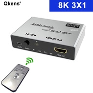 Ultra HD 8K60Hz Switcher HDMI 2.1 2 In 1 Out 4K120Hz 3x1 HDMI Switch 2x1 Adapter IR Remote for PS4 PC To TV Monitor Projector