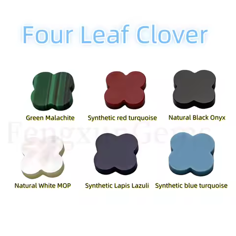 Four Leaf Clover Stone 1PCS 8-14mm Natural White MOP/Black Agate Synthetic Green Malachite/Lapis Laz