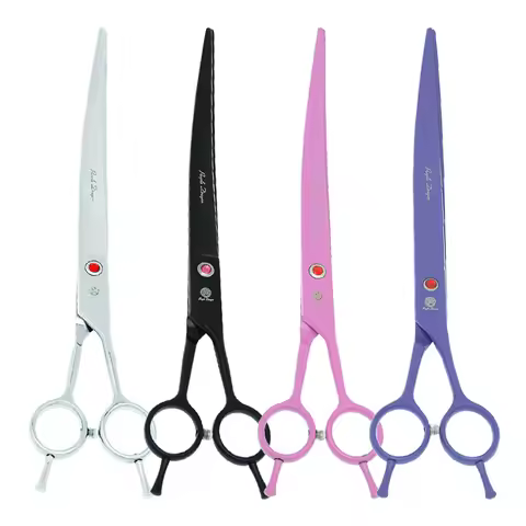 9.0" Purple Dragon 24cm Dog Cat Pet Beauty Shears Groomer Scissors Curved Cutting Shears JP440C Anim