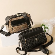 【READY STOCK】Coa Men Bag Retro Print Sling Shoulder Bag Leather Camera Bag Travel Letters Leather Crossbody Bag
