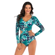 Back Zipper Rashguard Women Plus Size One Piece Long Sleeve Swimsuit Surfing Bathing Suit Rash Guard Sailing Clothes Swimwear