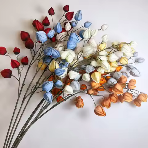 Chic Artificial Coco Pod Branches Faux Lantern Silk Fruit Flowers DIY Home Wedding Office Party Deco