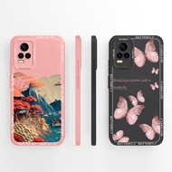 For Vivo Y73 Y73S Cases Maple Tree Beautiful Butterfly Square Antifouling Shockproof Anti-drop Senio