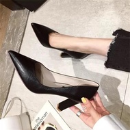 Solid Color High Heels Thick Pointed Toe Comfortable To Wear Height 8cm Available In Sizes 35-42 Wom