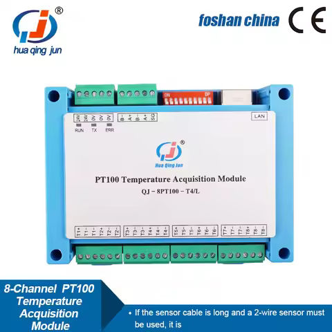 Huaqingjun 8-Channel PT100 Temperature Acquisition Module RS485 MODBUS RTU/TCP Thermal Resistance fo