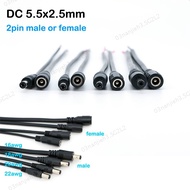 0.2M 0.18M 5.5x2.5MM 2pin DC Male female 22/20/18/16awg Power Connector Plug cable Wire Supply Repai