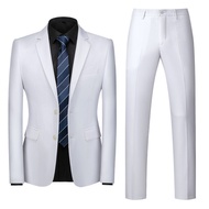 GO THRU สูทผู้ชาย ชุด 2 ชิ้น สูทผู้ชาย ชุดสูทสองชิ้น เกาหลี ธุรกิจ ชุดสูทสองชิ้น เจ้าบ่าว สูทขนาดเล็