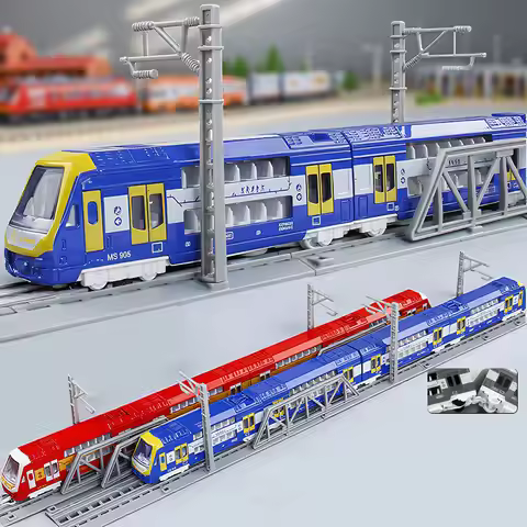 1: 87 alloy double section train and tram models,double-layer subway and high-speed rail toys,childr