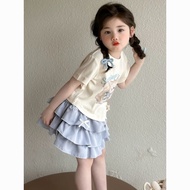 2026 Fashion 2026 Girls Summer Unique Sweet Girl Baby Cartoon T-Shirt Short Skirt Set 2025 New Style