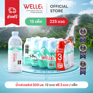 [ส่งฟรี] (180 ขวดฟรี 45 ขวด) Welle Mineral Water น้ำแร่เวลล์เล่ 500 มิลลิลิตร 15 แพค จากแหล่งน้ำแร่ร