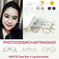 Korean Oval Round Photochromic Glasses / 2 In 1 Photochromic Anti-Radiation Glasses