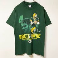 古著 JERZEES 球衣短袖印花 T 卹，綠色，美式足球，Brett Favre，復古，M 碼