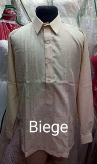 Polo Barong *Long sleeves* ( Beige )