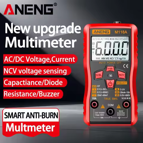 ANENG M118A Digital Mini Multimeter Tester 6000counts Auto Mmultimetro True Rms Tranistor Meter with