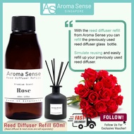 Aroma Sense Rose Scent Reed Diffuser Refill (60ml) Fresh & Long Lasting Fragrance, Aromatherapy Esse