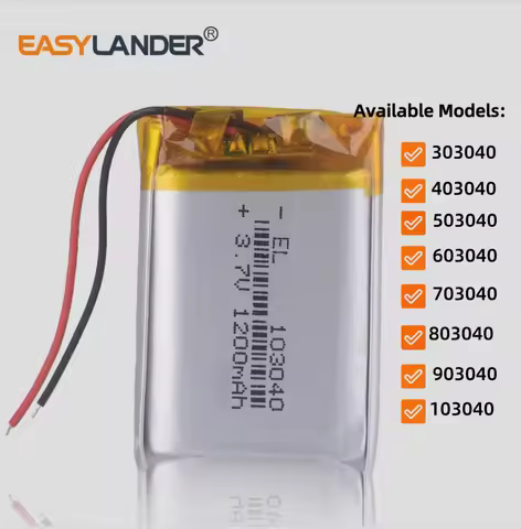 3.7V 303040 403040 450mAh 503040 600mAh 603040 703040 803040 1000mAh 903040 103040 1200mAh Lithium P