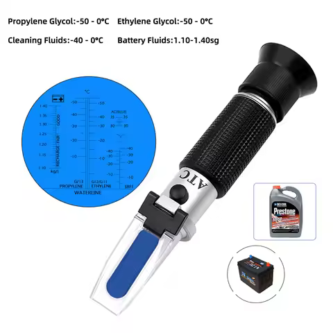 4 In 1 Car Antifreeze Refractometer Ethylene Propylene Fluid Glycol Freezing Point Battery Tester