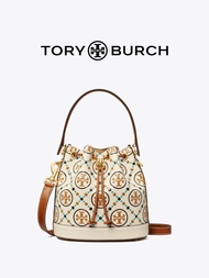 TORY BURCH T MONOGRAM กระเป๋าทรงถังไหล่เดียวนูนกลาง 145958