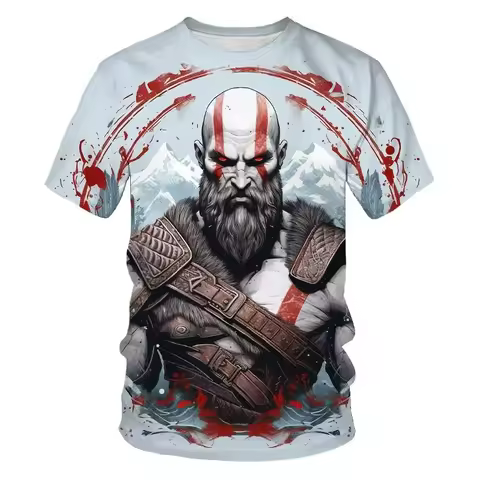 God of War T-Shirt Men's Fashion Game Character 3D Printed T-Shirt Hip Hop Trend Harajuku Streetwear