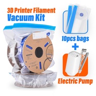 3D Printer Filament Storage Bag Kit with Electric Pump and 10pcs Vacuum Sealed Bags for 3D Filament 