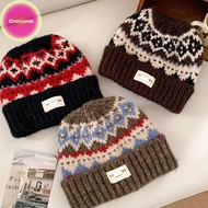 Cheesenm Fashionable Knitted Stocking Hat Big Circumference Display Face Small Hat Loose Cold Hat Wo