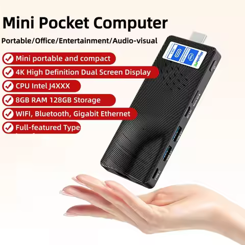 Fanless MINI PC Stick 8G 128G WiFi5 USB-C+HDMI WiFi5 Gigabit Ethernet Type-C 2.7GHZ 4T 4K TV Stick P