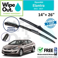 [PREMIUM] Hyundai Elantra 2011 - 2017 WipeOut HYBRID NANODRY SILICONE Wiper Blade (Front Set)