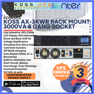 KOSS Axcell Rack Mount 3000VA 2700W Uninterrupted Power Supply 6x UK 3 Pin Socket 6x 12V 9 AH Back U