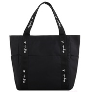 agnes b.-White Label b. Canvas Hidden Buckle Tote Bag (Black) Large