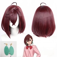 Momo Ayase Cosplay Wig Dandadan Short Drak Red Heat Resistant Synthetic Hair