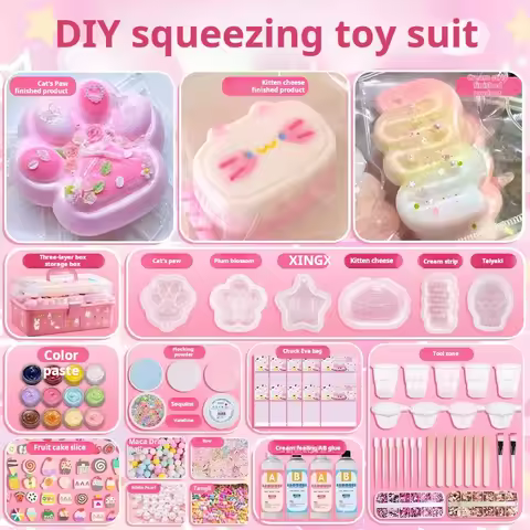 DIY Squeezing Making Silicone Kit taba Cat Paw Squeeze Toys for Kids Boys Girls Gifts Fufu Squishy A