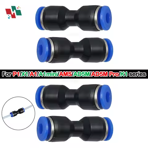 Pneumatic Fitting For Bambu Lab X1C X1 P1P P1S 3D Printer PTFE Tube 1.75mm Filament Extruder Bambula