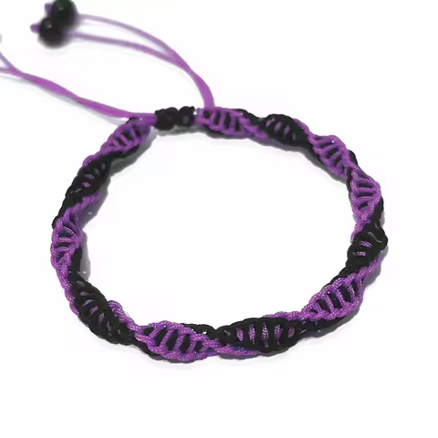 Purple Black Woven Adjustable Bracelet DNA Mystery Spiral Rope Wristband Men Women Teen String Jewel