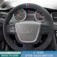 Customized Car Steering Wheel Cover Anti-Slip Suede Original Steering Wheel Braid For Peugeot 508 2011-2008 508 SW 2011-