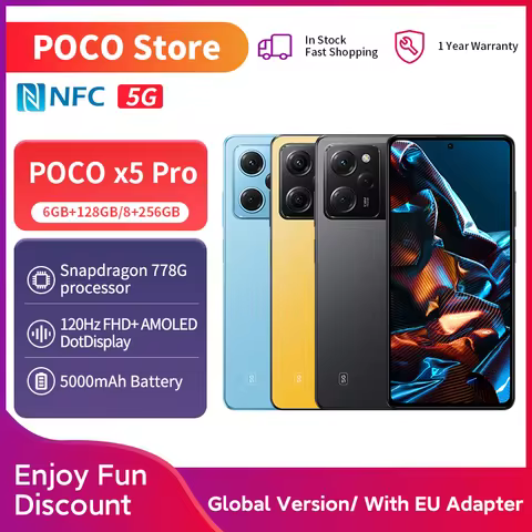 Poco X5 Pro 5G Global Version Smartphone 128GB/256GB Snapdragon 778g 120Hz AMOLED Flow Dotdisplay 10
