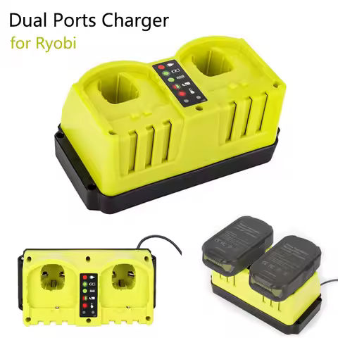 Fast Dual Port Charger for Ryobi 18V 20V Battery Charger 1.5m Power Cord Compatible with P100 P101 P