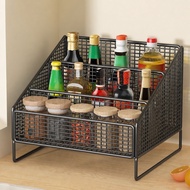 3-Tier Iron Kitchen Spice Rack Countertop Storage Organizer for Seasoning, Cups & Cookware