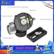 youpins VH-10R 2 Way Pan/Tilt Tripod Head 360° Rotating Panoramic Bird Watching Photography with Qui