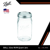 JJGLASS - BALL 32oz W/M Quart Jars - Ball Mason Jar โหลแก้วถนอมอาหารบอลล์ ปากกว้าง 32 ออนซ์